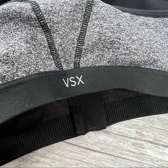 Victoria's Secret VSX Knockout Front Zip Sports Bra 32D Gray Black Padded - Picture 8 of 9